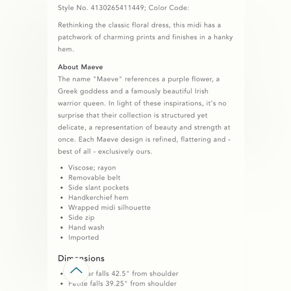 NWT never worn Anthropologie x Maeve botanica floral faux wrap dress, size 2 - Picture 10 of 10